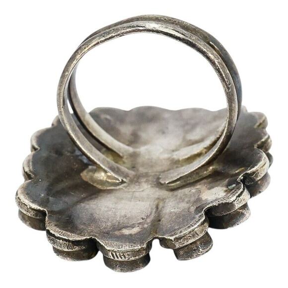 Vintage Native American Bold Ring Size 6.5 Sterling Zuni Petit Point Turquoise - Picture 7 of 7